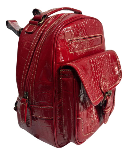 Mochila De Mujer Moda Piel Charol Genuino Akl Bp08