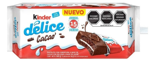 Pastelito Kinder Delice Cacao 15 Pzas De 39 G C/u O 585 G
