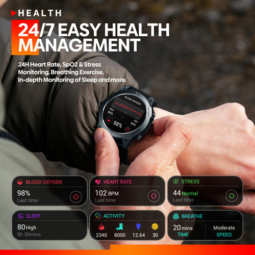 - Reloj Deportivo Con Pulsera Inteligente Zeblaze Stratos 3