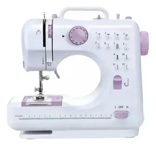 Maquina De Costura Portátil Elétrica Multifuncional 12 Modos Branco 127/220v