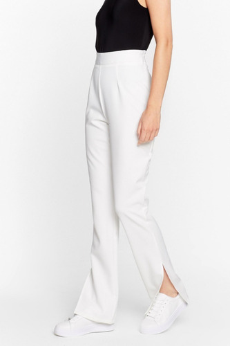 Pantalón Tiro Alto Blanco Flare Moda Tendencia Mujer