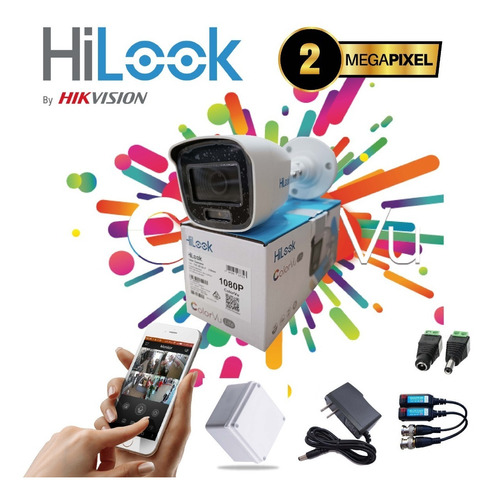Imagen 1 de 1 de Cámara Seguridad Bala Hilook Hikvision Color Vu  1080 Full
