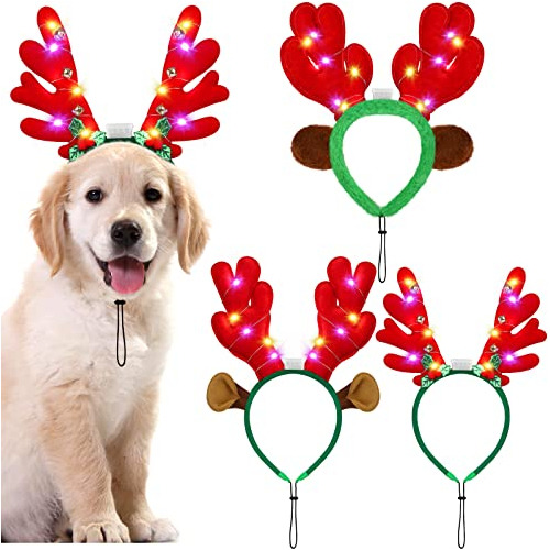 Pedgot 3 Diademas De Navidad Iluminadas Para Mascotas, Con L