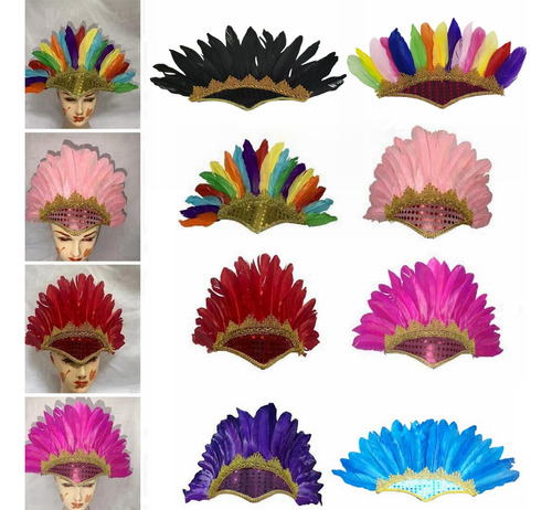 Disfraz De Carnaval De Plumas Con Forma De Tocado Ajustable
