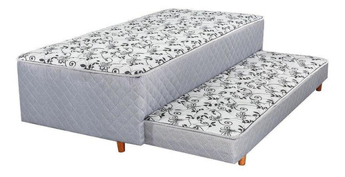 Conjunto Box Solteiro 88x55 Com Auxiliar Cristalflex Cor Cinza