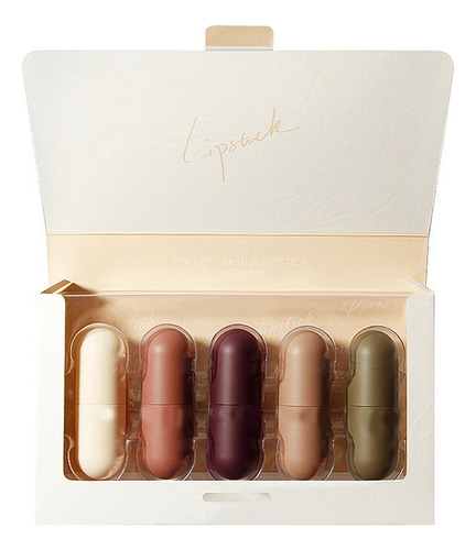 Lápiz Labial Set 5 Color De Efecto Duradero Textura Mate