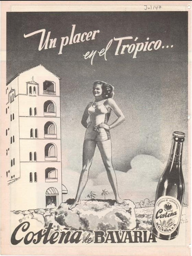 Cerveza Bavaria Costeña Antiguo Aviso Publicitario De 1947