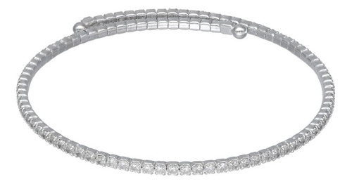 Pulsera Esclava Tennis Ajustable, Plata 925 Y Circones