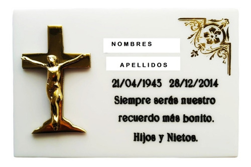 Placa De Acrílico N°4 Y Cristo De Bronce-artículo Funerario