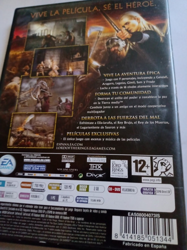 Imagen 2 de 5 de Juego Pc Cd Rom El Señor De Los Anillos Instalación Y Serie