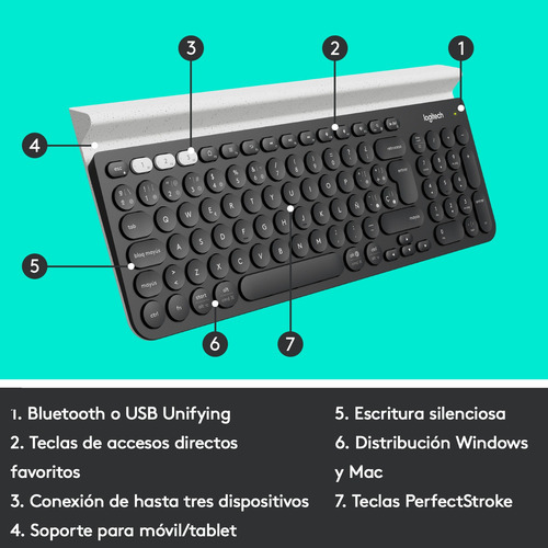 Teclado Inalámbrico Bluetooth Multidispositivo K780 Negro