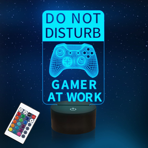Do Not Disturb Gamer At Work Luz Nocturna Gamepad Grafico 3d