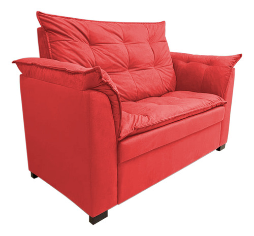 Sofá Namoradeira Dandara 2 Lug Decor Alice Para Sala Suede Cor Vermelho Desenho Do Tecido Liso