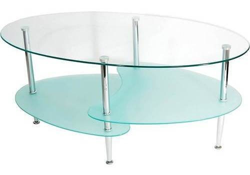 Mesa De Centro Wave Modern Walker Edison En Cristal Y Metal 