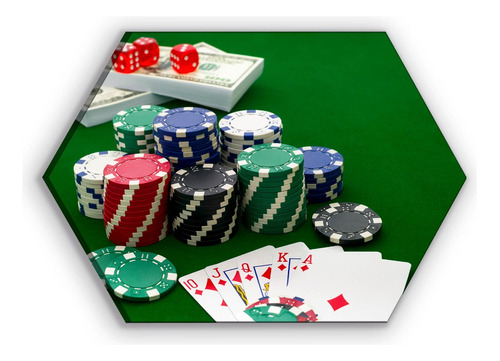 Cuadro Hexagonal Canvas Juegos De Poker 60x90cm