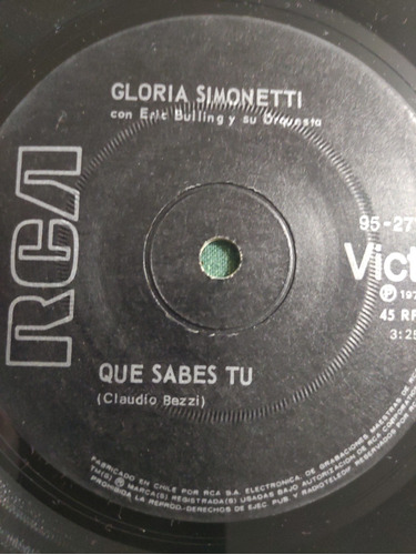 Vinilo Single Gloria Simonetti Que Sabes Tu (az15