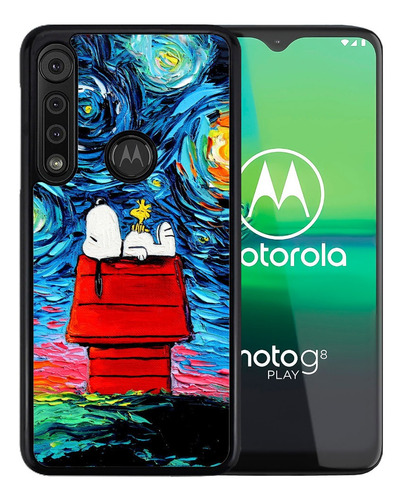 Funda Moto G8 Play Snoopy Noche Estrellada Tpu Uso Rudo