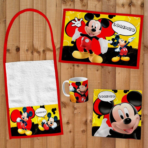 Set De Jardín Mickey Mantel ~ Servilleta ~ Toalla ~ Taza