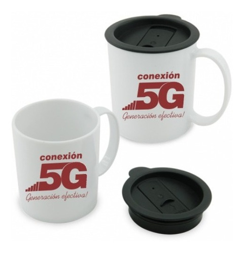 Mugs Con Tapa Pequeño Con El Logo De Tu Empresa Pack X 36u