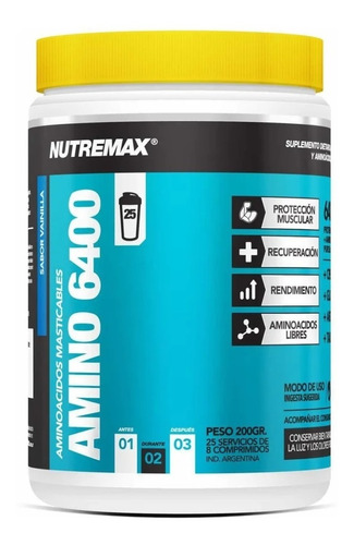 Amino 6400 200 Comprimidos Masticables Nutre-max Resistencia