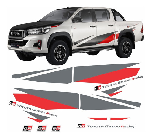 Kit Faixas Hilux Gr Toyota Gazoo Racing 2020 Adesivo Lateral