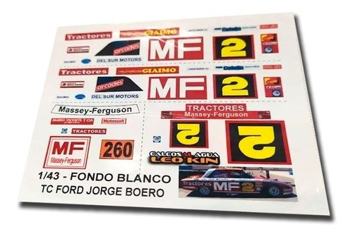 Calcomanías Al Agua Tc - Ford Falcon - Jorge Boero Mf - 1/43
