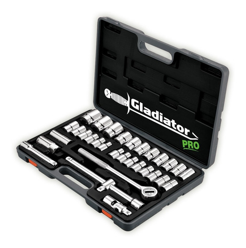 Juego De Tubos Gladiator 1/2 32 Piezas Adaptadores Y Llaves