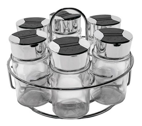 Set Juego 6 Especieros De Vidrio Condimenteros Cocina Base