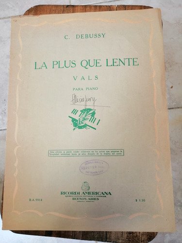 La Plus Que Lente C. Debussy Vals Para Piano Ricordi 