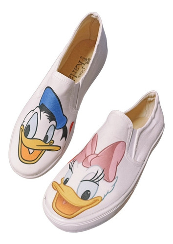 Tenis Lona Pato Donald Daisy Corte Urbano De Moda 