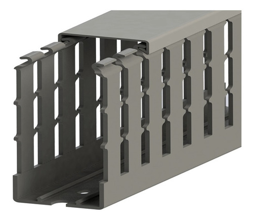 Imagen 2 de 3 de Canaleta Ranurada 80x80mm Pvc Gris Con Tapa 2 Metros Klemsan