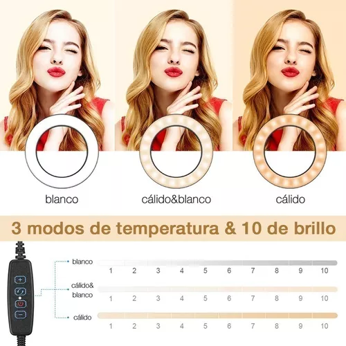 Aro de luz led sobremesa para selfies 25 cm diámetro