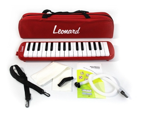 Melodica Escolar Leonard 32 Notas Con Funda Color Rojo