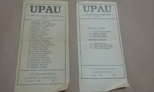 Lote  2 Boletas Electorales Upau Fceyn Decada 80