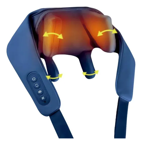 Massageador de Pescoço Elétrico Shiatsu Sem Fio 6d - Relaxmedic Cor Azul-marinho