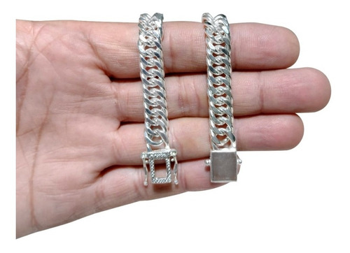 Imagem 3 de 6 de Pulseira Grumet Banhado Prata Fecho Gaveta 10 Mm