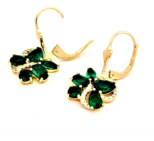 Aretes Mujer Flor Arracadas Fiesta Oro Laminado 18k Moda