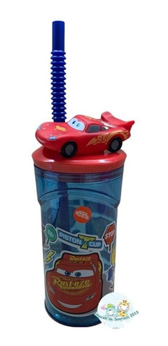 Vaso Infantil Con Tapa 3 D Cars Rayo Mc Queen Disney