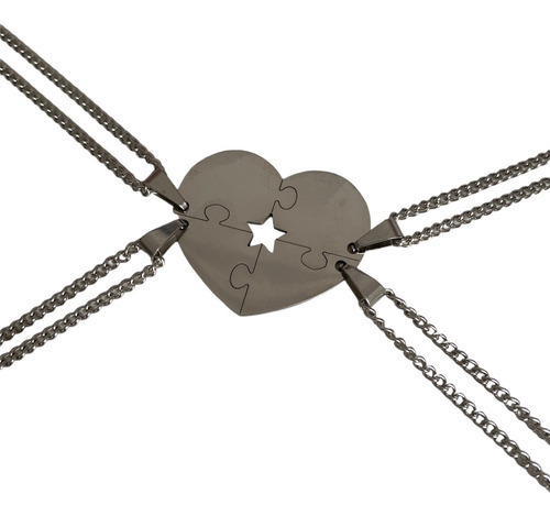 Collar Corazon X 4 Acero Quirurgico Amigas Compartir Best 