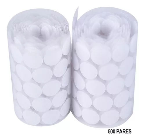 Velcro Redondo Puntos Adhesivo 500 Pares Blanco 12mm