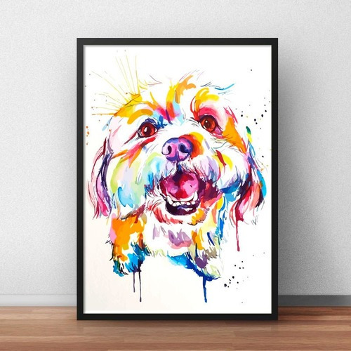 Marco decorativo: animales para perros, razas, marco de carlino, vidrio, color A3, de colores