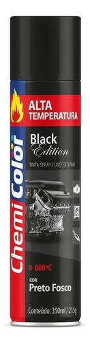 6 Tinta Spray Alta Temperatura Preto Fosco Chemicolor 350ml