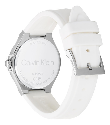 Reloj Calvin Klein Mujer Vibrancy 25100106 Blanco 38mm Bisel Plateado