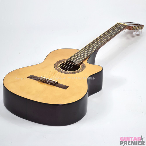 Guitarra Electrocriolla Con Corte Negro Tensor Manual Pua Gp