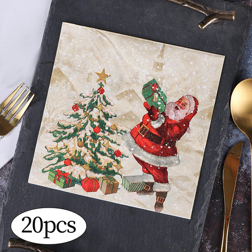 3 Servilletas De Papel Navideñas, Servilletas Tamaño Cena,