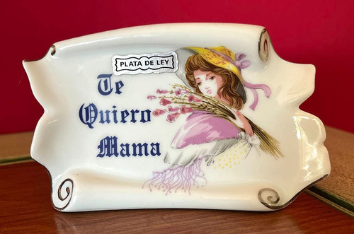 Adorno Porcelana Elyca - Plata De Ley - Dia De La Madre