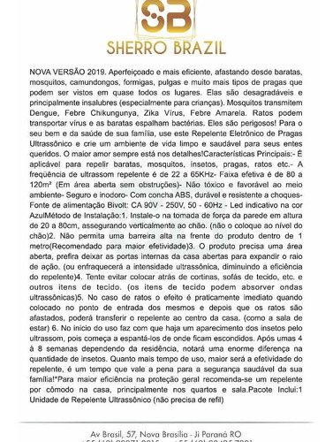 Repelente Ultrasonico Sb Sherro Brasil