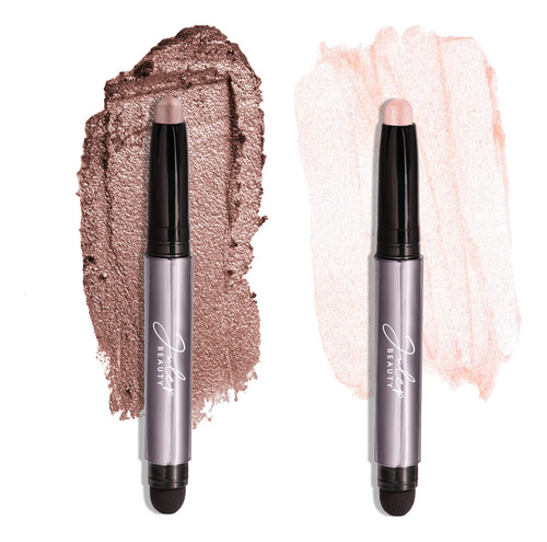Set Sombra De Ojos En Lapiz Tono Rosa Claro Y Malva Metalico