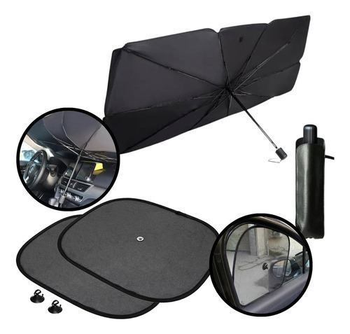 Kit Protetor Solar Para-brisa Guarda-chuva Janela Lateral Uv