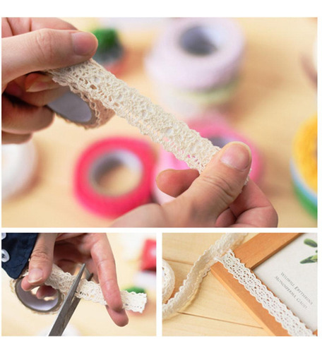 2 Piezas De Cinta Washi De Tela De Encaje Con Ribete